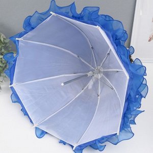Кукла коллекционная зонтик керамика "Леди в синем платье с розой, в тиаре" 45 см