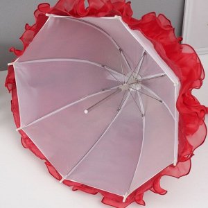 Кукла коллекционная зонтик керамика "Леди в бордовом платье с розой, в тиаре" 45 см