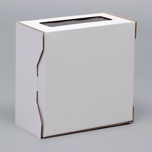 Коробка под торт 2 окна, с ручками, белая, 21?21?11 см