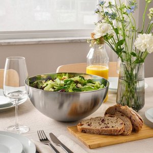 IKEA БЛАНДА БЛАНК Сервировочная миска, нерж.сталь. 28см