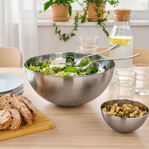 IKEA БЛАНДА БЛАНК Сервировочная миска, нерж.сталь. 28см