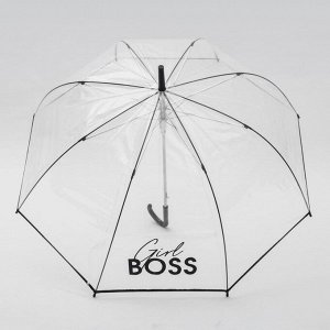 Зонт женский механический, купол Girl boss, 8 спиц, d=88 см, прозрачный