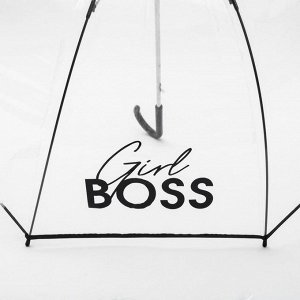 Зонт женский механический, купол Girl boss, 8 спиц, d=88 см, прозрачный