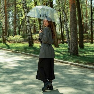 Зонт женский механический, купол Girl boss, 8 спиц, d=88 см, прозрачный