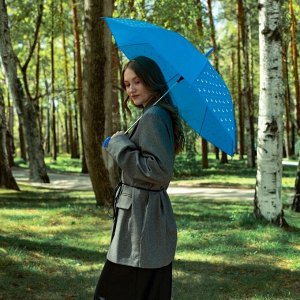 Зонт женский трость «Яркие бабочки», 8 спиц, d=90 см, синий