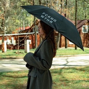 Зонт женский механический FCKNG WTHR, 8 спиц, d=95, чёрный