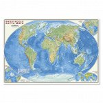 Карта настенная. Мир Физический. М1:27,5 млн. 101х69 см. ЛАМ ГЕОДОМ