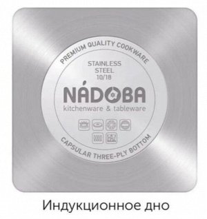 Кастрюля из нержавеющей стали со складными ручками объемом 3.0 литра со стеклянной крышкой диаметром 20 см серия TESLA (NADOBA)