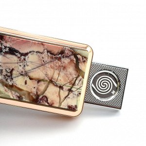 Зажигалка USB с накладкой из яшмы 84*25*12мм.