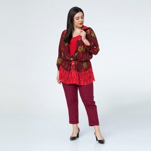 Жакет, трикотаж, бордовый, Бордовый