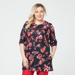 Жакет, текстиль, черный, красный, Черный