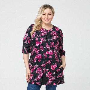Жакет, текстиль, черный, малиновый, Черный