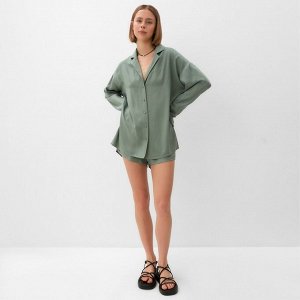 Костюм женский (рубашка, шорты) MINAKU: Casual Collection, оливковый