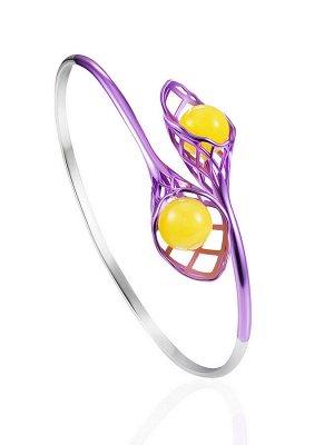 Необычный браслет с янтарём медового цвета «Женева»