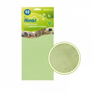 Салфетка &quot;Kolibriya&quot; Nimbi-45 Дом-Офис, Замша искуств. 25х25см, для цифр.Техники, Зеленая