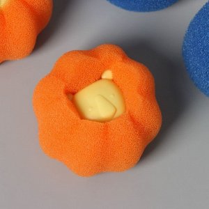 Шарики для стирки Доляна, набор 4 шт., d=8 см, синие/оранжевые