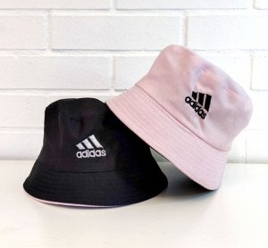 Панама в стиле adidas Двусторонняя летняя унисекс 2 цвета в 1 панаме РОЗОВЫЙ/ЧЕРНЫЙ