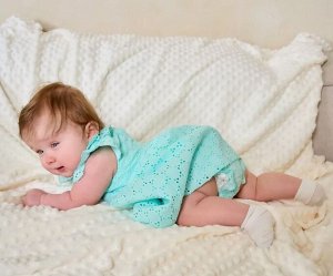Комплект детский летний для девочки платье+трусики Марбелья цвет Ментоловый (Круги)