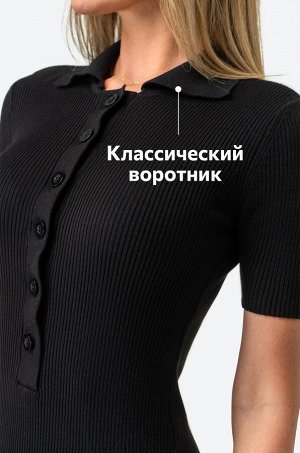 Женское платье-поло в рубчик Happyfox