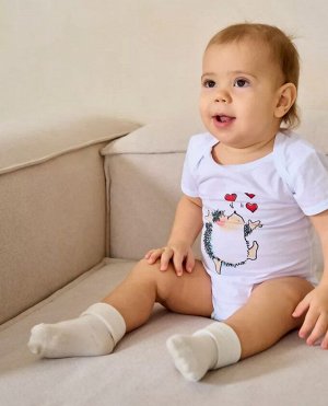 Комплект детский из двух боди Ёжики хлопок цвет Белый (Ёжики с сердечками)