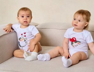 Комплект детский из двух боди Ёжики хлопок цвет Белый (Ёжики с сердечками)