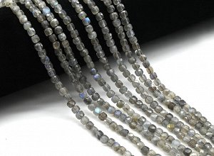Бусины из лабрадора кубик гр.4мм, 39см, 95 бусин