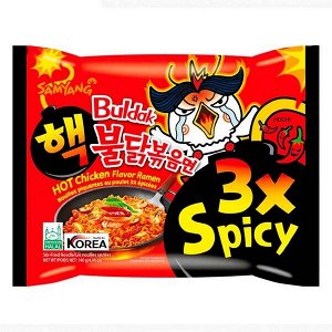 Лапша пшеничная Samyang ХОТ ЧИКЕН РАМЕН 3X, Супер Острая со вкусом курицы, м/у 140 гр. Ю.Корея. ( BULDAK Hot chicken 3x Spicy)