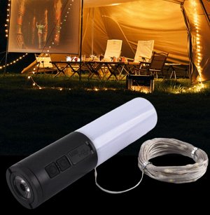 🔥 ХИТ Портативный светильник &quot;Camping&quot; 4в1, ночник, фонарь, гирлянда 10 м, Power Bank, для активного отдыха и путешествий, в лесу, на даче, в палатке, 21,5 x 5 см