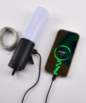 🔥 ХИТ Портативный светильник &quot;Camping&quot; 4в1, ночник, фонарь, гирлянда 10 м, Power Bank, для активного отдыха и путешествий, в лесу, на даче, в палатке, 21,5 x 5 см