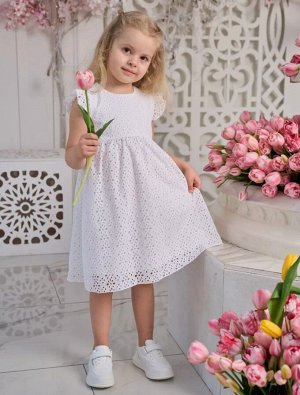 Платье для девочки летнее хлопок шитье Марбелья цвет Белый (Жасмин)