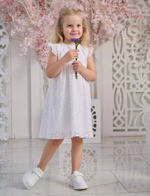 Платье для девочки летнее хлопок шитье Марбелья цвет Белый (Круги)