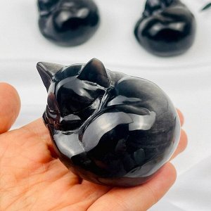 Фигурка "Кошка" из серебристого Обсидиана