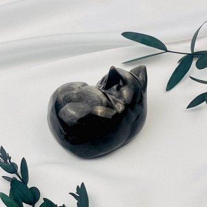 Фигурка "Кошка" из серебристого Обсидиана