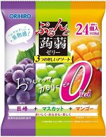 Orihiro Purunto Konnyaku Jelly Pouch - желе конняку со вкусами виноград, мускат и манго