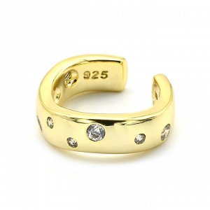 Серьга-кафф 13*4мм с фианитами, цв.золотистый, 1 штука
