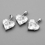 Подвеска Сердце 13,5*14мм серебристая, цв.хрусталь