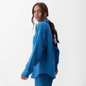 Рубашка женская оверсайз MIST Muslin, синий