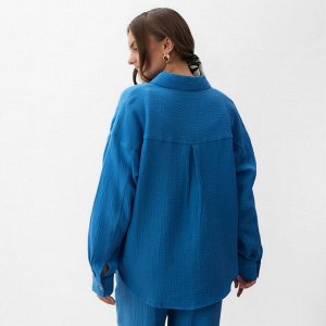Рубашка женская оверсайз MIST Muslin, синий