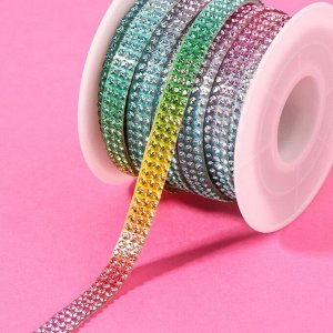 Стразы самоклеящиеся, d=2x7 мм, 4.5±0.5 м, разноцветные
