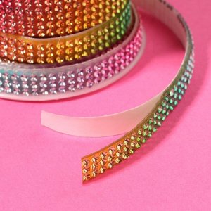 Стразы самоклеящиеся, d=2x7 мм, 4.5±0.5 м, разноцветные
