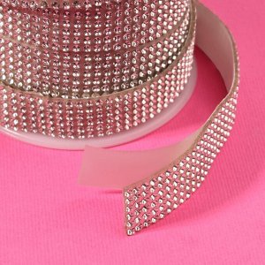 Стразы самоклеящиеся, d=2x14 мм, 4.5±0.5 м, цвет серебряный