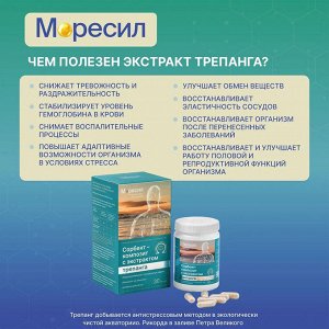 Комплекс МОРЕСИЛ, БАД с экстрактом трепанга для иммунитета против усталости для усиления половой функции 30 капсул по 410мг в б