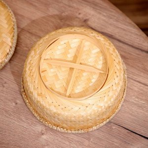 Корзинка плетёная с крышкой, из бамбука 23х23х15 см