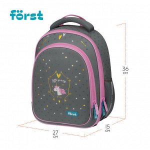 Ранец Först F-Light ""Little princess"" 36*27*15см, 2 отделения, 2 кармана, анатомическая спинка