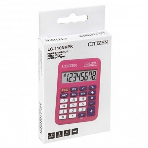 Калькулятор карманный Citizen LC-110NR-PK, 8 разрядов, питание от батарейки, 58*88*11мм, розовый