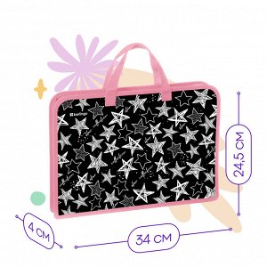 Папка с ручками 1 отделение, А4 Berlingo ""Glossy stars"", 340*245*40мм, пластик, на молнии