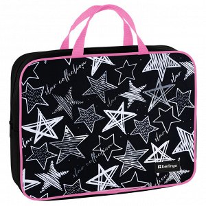 Папка текстильная с ручками 1 отделение, А4 Berlingo ""Glossy stars"", 350*265*80мм, текстиль, на молн