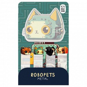 Флажки-закладки и самоклеящиеся блоки в наборе MESHU ""Robopets metal"", 20л., европодвес