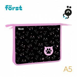 Папка для тетрадей 1 отделение, А5 Först ""Kitty"", 240*205*40мм, пластик, на молнии