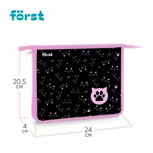 Папка для тетрадей 1 отделение, А5 Först ""Kitty"", 240*205*40мм, пластик, на молнии
